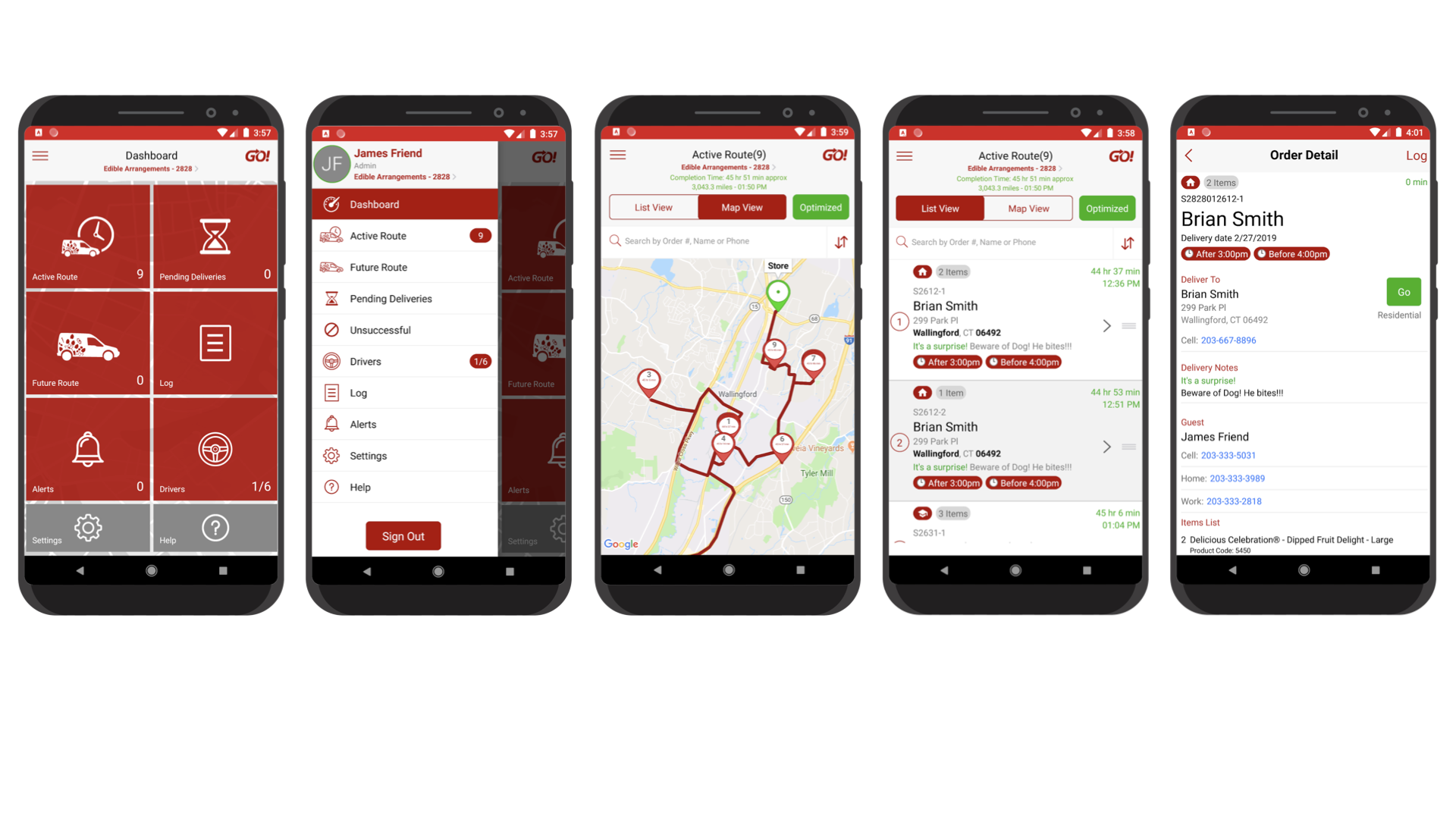 GO! app final UI screens
